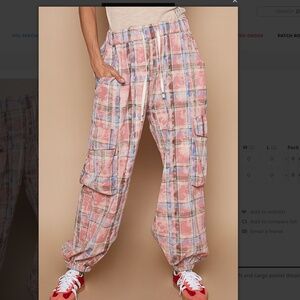 POL Pastel Plaid Joggers with Pockets